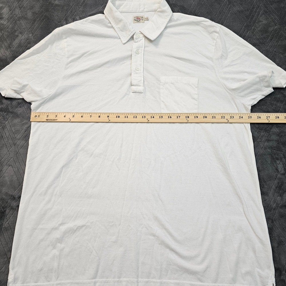 Faherty Polo Shirt Mens XXL White Short Sleeve Pocket Coastal Preppy Breathable - Picture 7 of 10